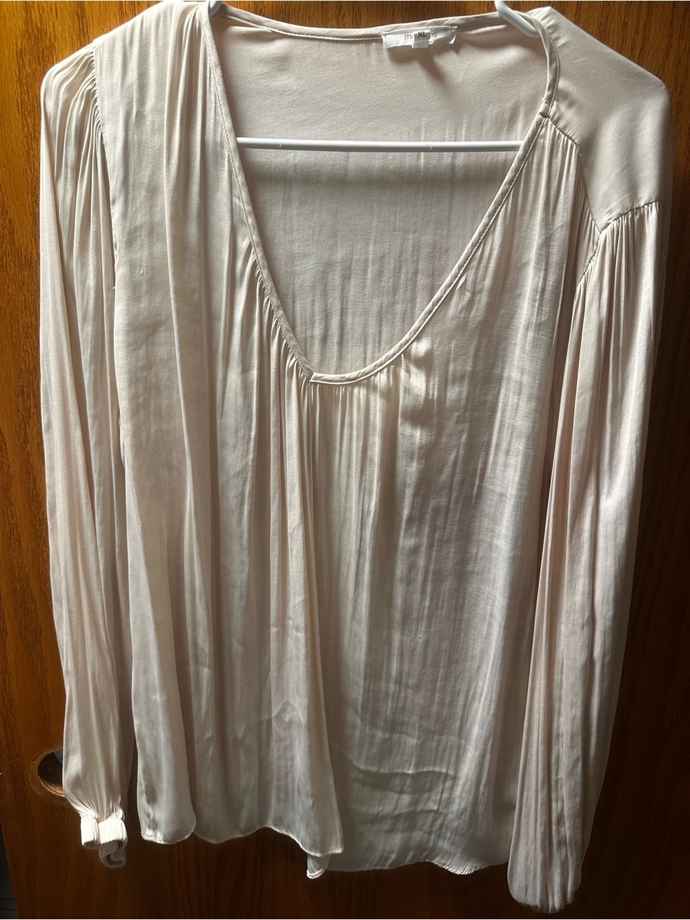 Maurices Pale Blush V-Neck Draped Top